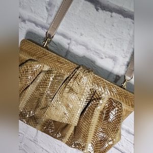 J Renee Vintage Beige Genuine Snakeskin Purse Shoulder Handbag Clutch Crossbody